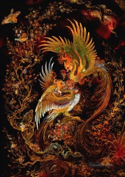 Animal Painting - fénix persa miniaturas pájaros